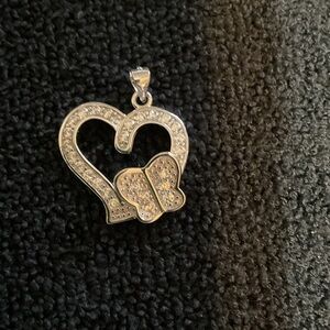 Elegant Silver Heart and Butterfly Pendant